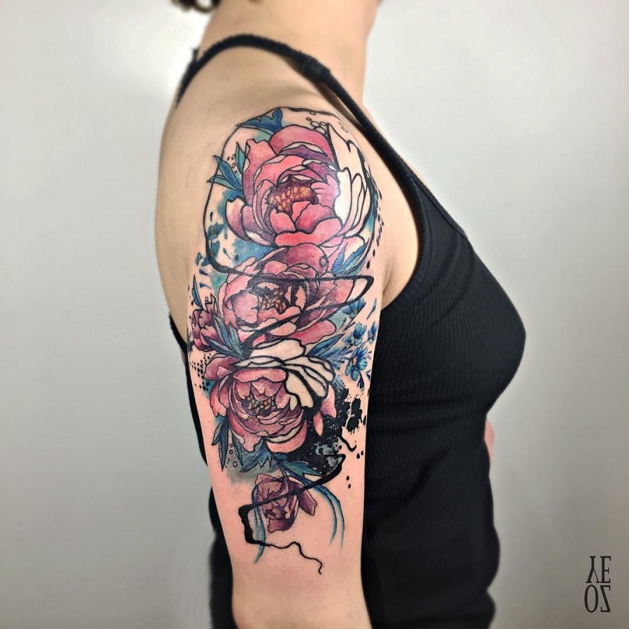 Watercolor Sleeve Tattoos