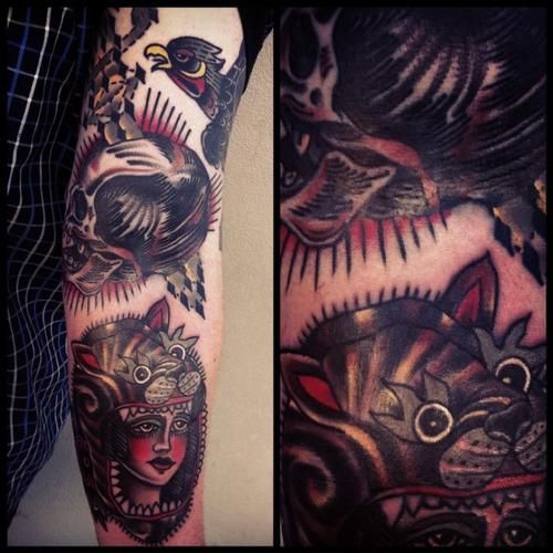 Skull and dagger tattoo by James McKenna