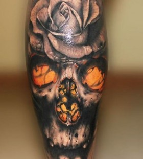 Skull and rose tattoo by Riccardo Cassese