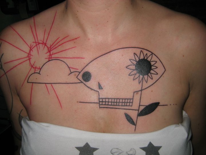 Skull doodle tattoo by Yann Black