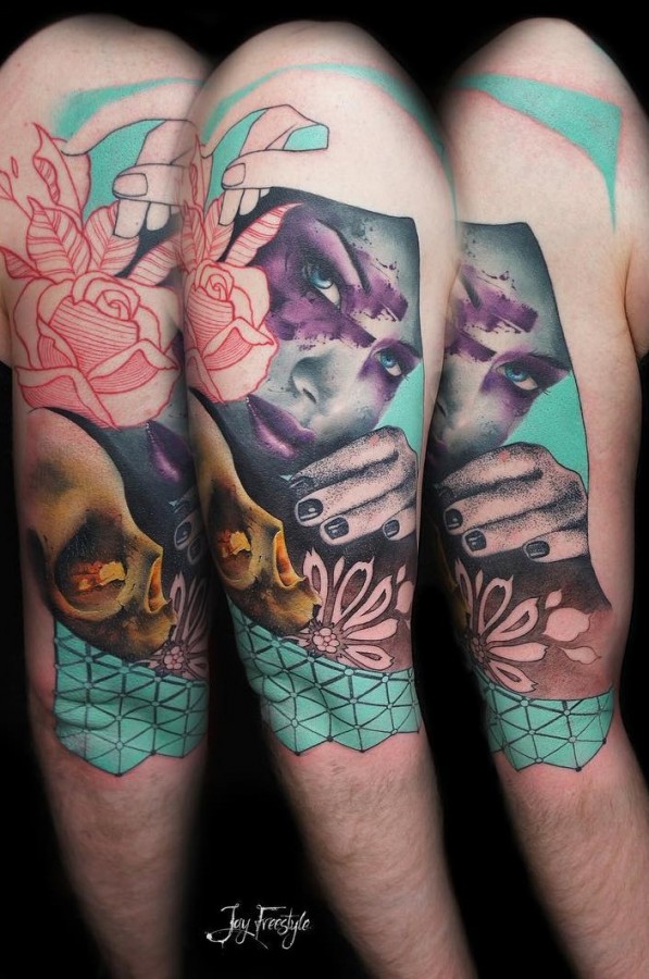 Watercolor Sleeve Tattoos