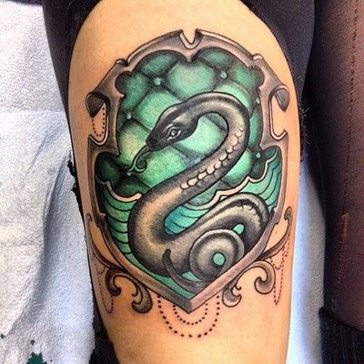 Slytherin Crest tattoo by Eva Huber