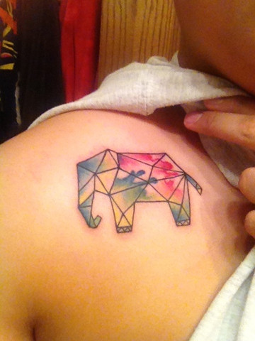 Small geometric elephant tattoo