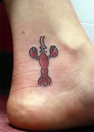 Small lobster ankle tattoo