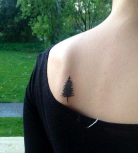 Small pine tree back tattoo