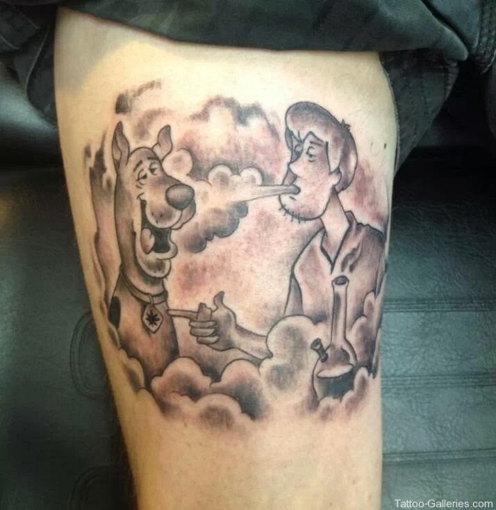 Smoking scooby and shaggy tattoo