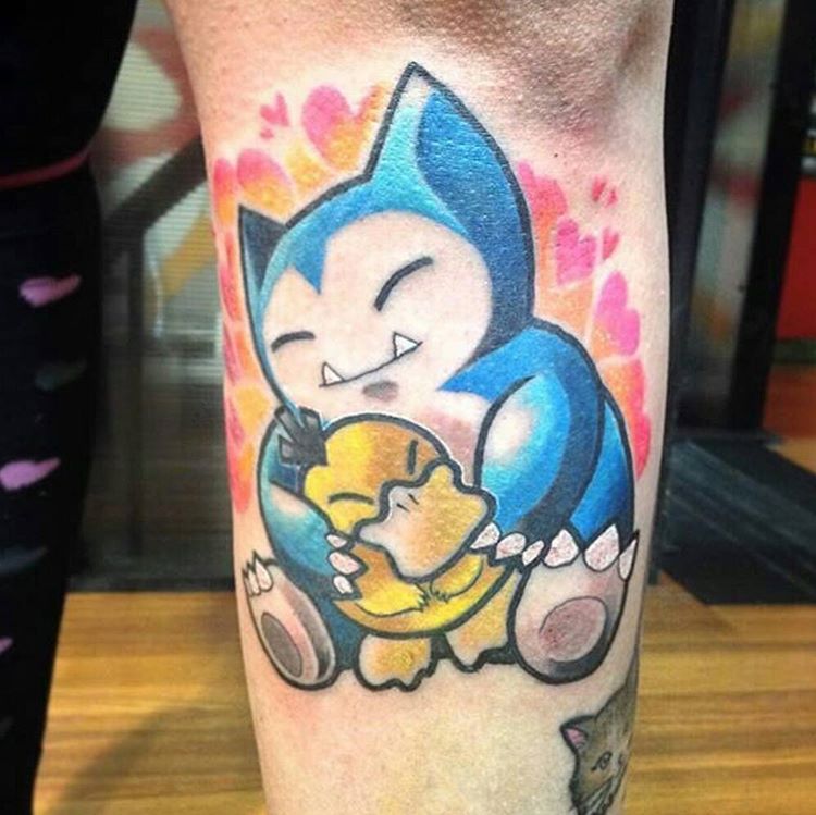 Snorlax and Psyduck Pokemon tattoo