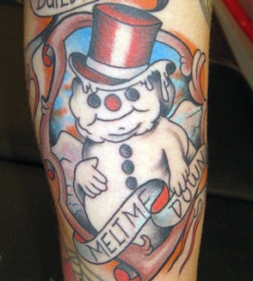 Snowman and quote tattoo