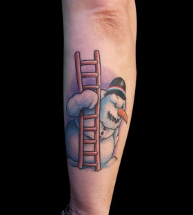 Snowman with a ladder tattoo