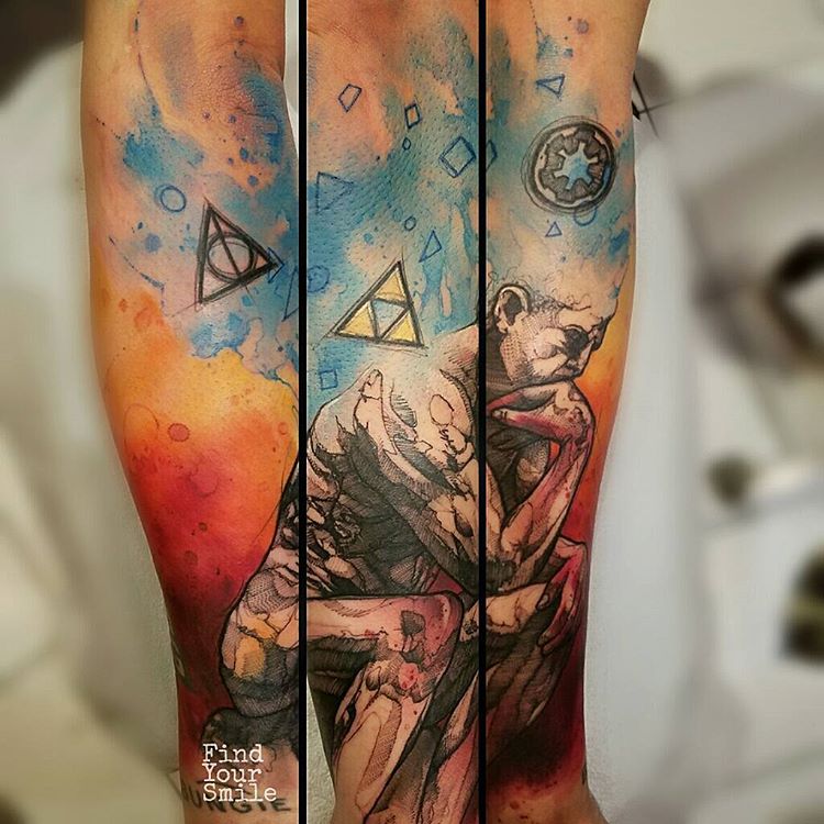 Watercolor Sleeve Tattoos