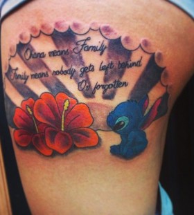 Stitch and quote tattoo