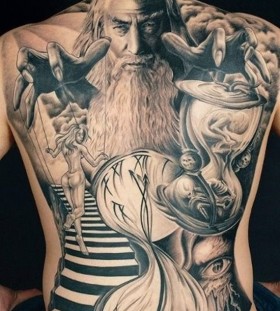 Stunning lord of the rings back tattoo