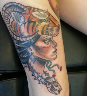 Stunning woman tattoo by Drew Shallis