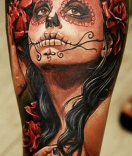Sugar skull lady tattoo by Dmitriy Samohin