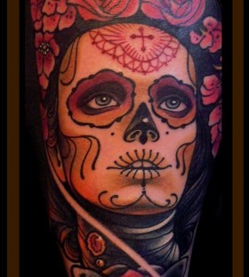 Sugar skull lady tattoo by Lars Uwe Jensen