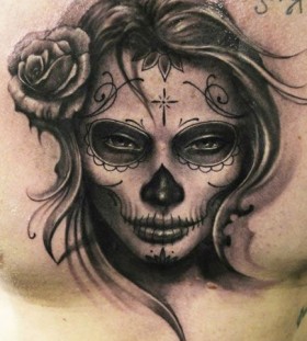 Sugar skull tattoo by Riccardo Cassese