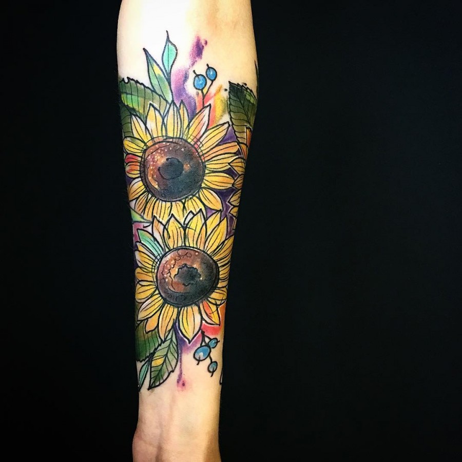 Watercolor Sleeve Tattoos