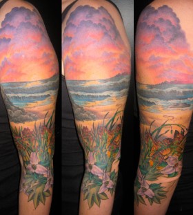 Sunset on the beach tattoo