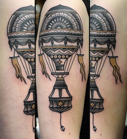 Sweet air balloon tattoo by Philip Yarnell