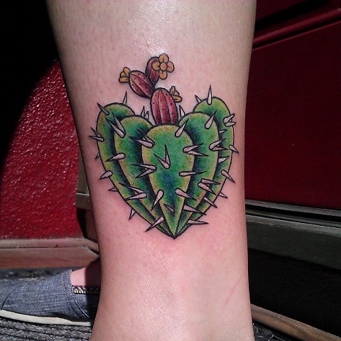 Sweet cactus leg tattoo