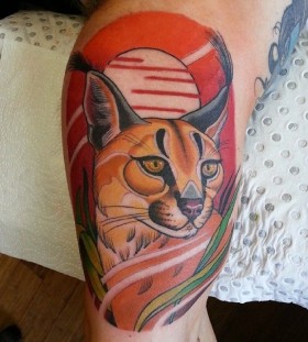 Sweet cat tattoo by Drew Shallis