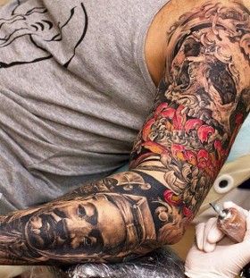Sweet full arm tattoo design