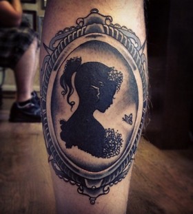 Sweet girl frame leg tattoo