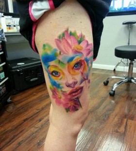 Sweet leg tattoo by Kyle Cotterman