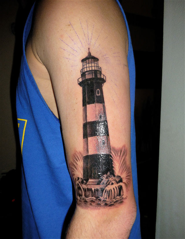 Sweet lighthouse arm tattoo