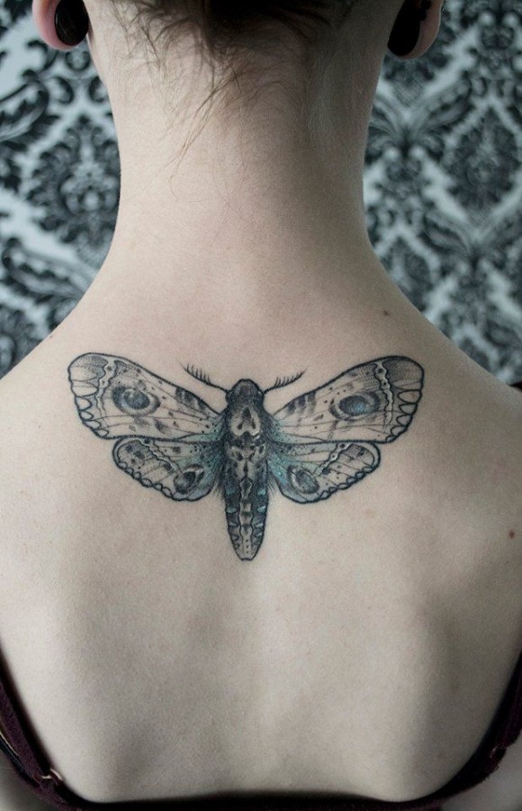 Sweet moth back tattoo