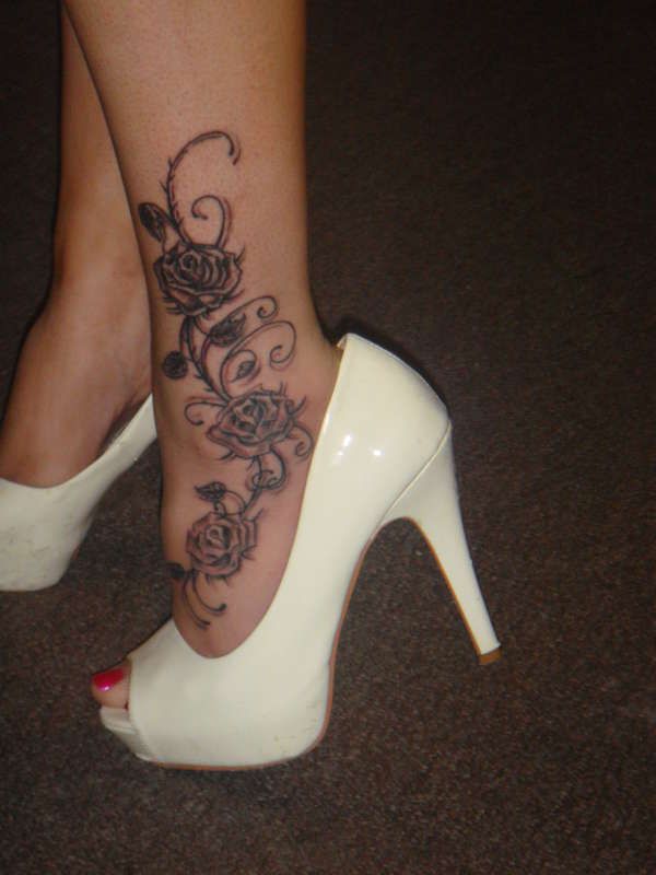 Sweet roses ankle tattoo