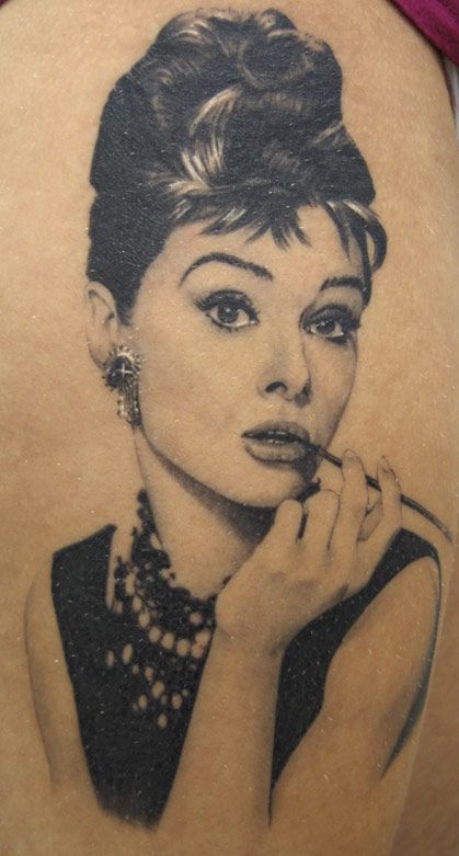 Tattoo of Audrey Hepburn by Xavier Garcia Boix