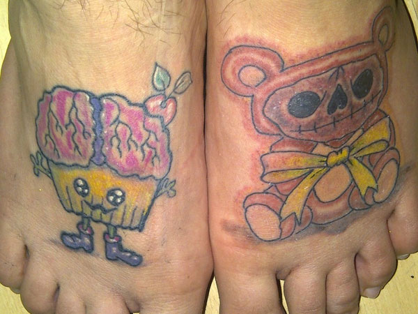 Teddy bear skull tattoo