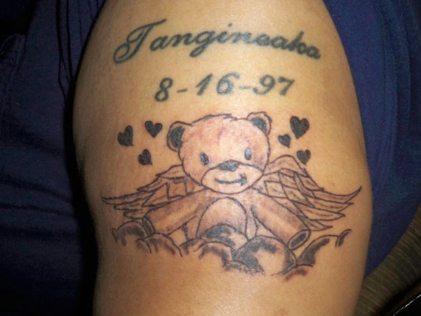 Teddy bear tribute tattoo