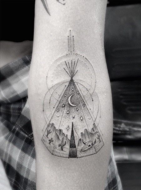 Teepee tattoo by Dr Woo