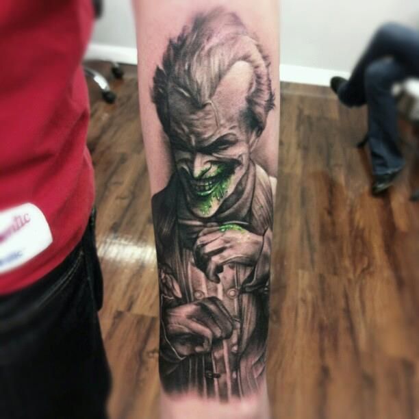 The joker tattoo by Kyle Cotterman