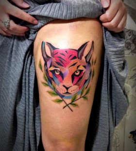 Tiger's relative leg tattoo by Tyago Compiani
