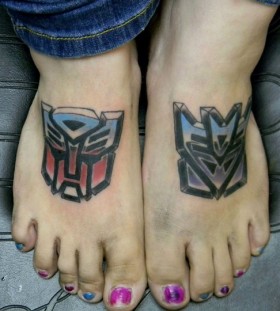 Transformers logo foot tattoos