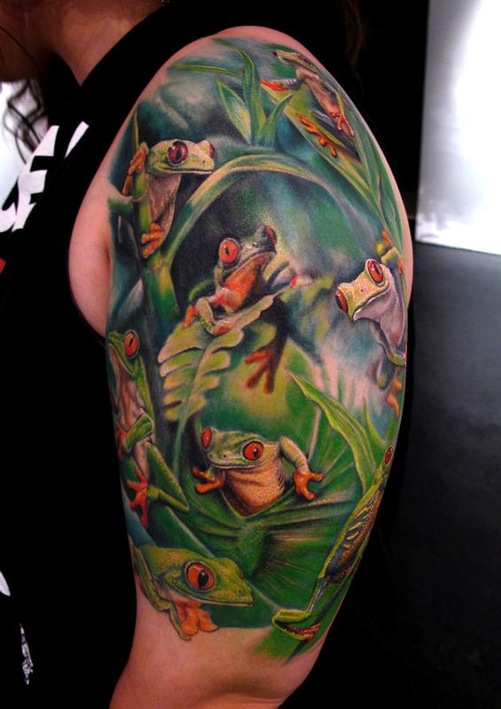 Tree frogs arm tattoo