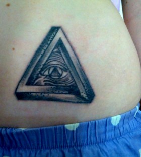 Triangle eye stomach tattoo