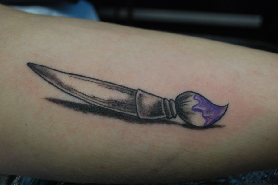 Violet end paint brush tattoo