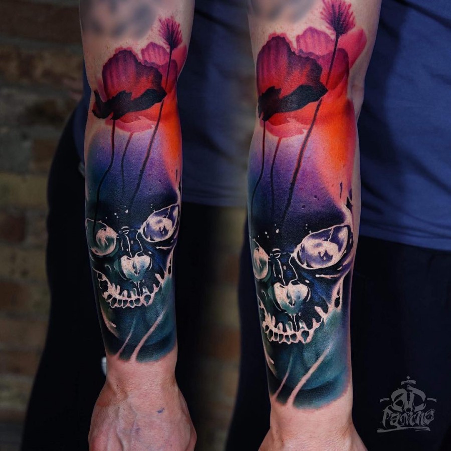 Watercolor Sleeve Tattoos