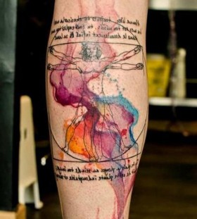 Watercolor tattoo on leg Watercolor tattoo on leg