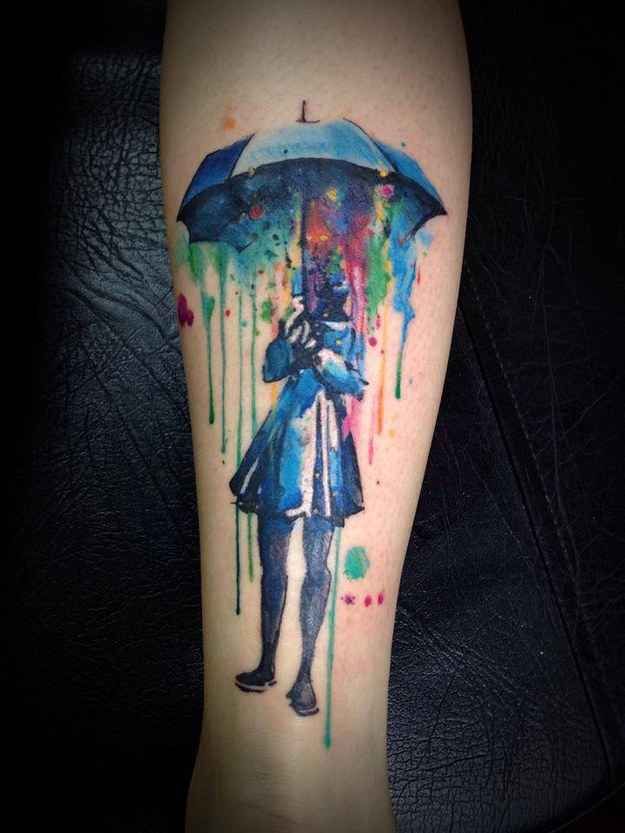 Watercolour tattoo by Victor Octaviano