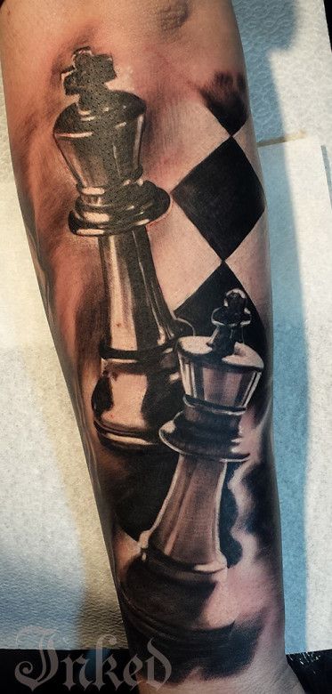 White and black chess tattoo