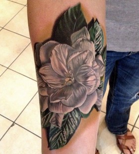 White flower tattoo by Phil Garcia