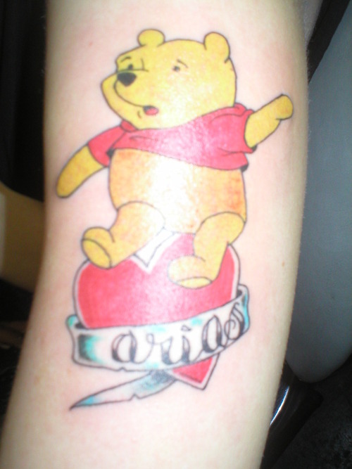 Winnie the pooh and heart tattoo