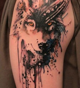 Wolf watercolor tattoo Wolf watercolor tattoo