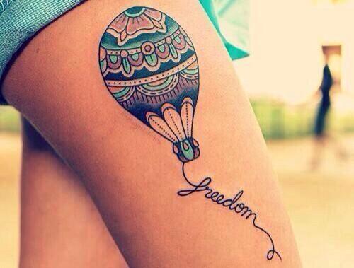 Wonderful air balloon leg tattoo