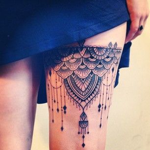 Wonderful chandelier leg tattoo